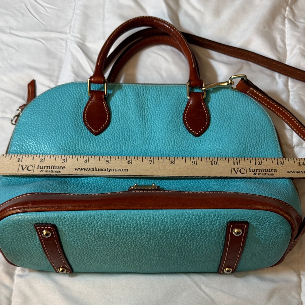 Dooney & Bourke Turquoise Pebbled Leather Zip Satchel Hand/ Shoulder Bag - Picture 4 of 10